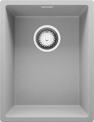 PRIMAGRAN Evier Cuisine en Granit Gris 36x47cm, Lavabo 1 bac + Kit de Vidage, Évier à Encastrer au meuble 40cm - London Slim