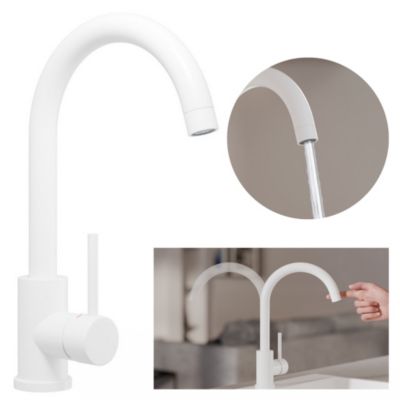 PRIMAGRAN Robinet de cuisine 5010, Robinet d'évier rotation 360 degrés, Robinet haute pression, Blanc