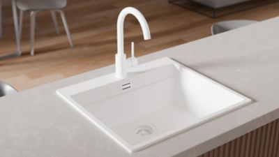 PRIMAGRAN Robinet de cuisine 5010, Robinet d'évier rotation 360 degrés, Robinet haute pression, Blanc