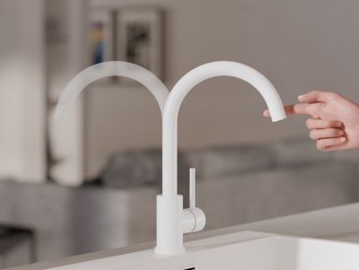 PRIMAGRAN Robinet de cuisine 5010, Robinet d'évier rotation 360 degrés, Robinet haute pression, Blanc