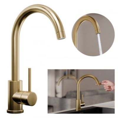 PRIMAGRAN Robinet de cuisine 5010, Robinet d'évier rotation 360 degrés, Robinet haute pression, Doré
