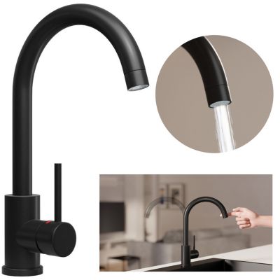 PRIMAGRAN Robinet de cuisine 5010, Robinet d'évier rotation 360 degrés, Robinet haute pression, noir