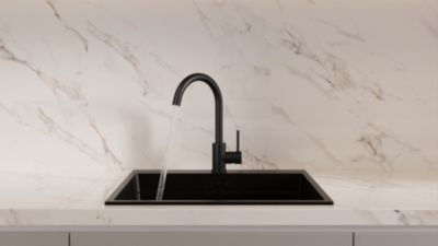 PRIMAGRAN Robinet de cuisine 5010, Robinet d'évier rotation 360 degrés, Robinet haute pression, noir