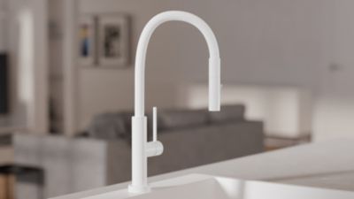 PRIMAGRAN Robinet de cuisine 6030, Robinet d'évier rotation 360 degrés, Robinet haute pression, avec bec flexible FLEX, Blanc