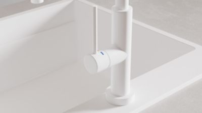 PRIMAGRAN Robinet de cuisine 6030, Robinet d'évier rotation 360 degrés, Robinet haute pression, avec bec flexible FLEX, Blanc