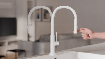 PRIMAGRAN Robinet de cuisine 6030, Robinet d'évier rotation 360 degrés, Robinet haute pression, avec bec flexible FLEX, Blanc