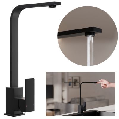 PRIMAGRAN Robinet de cuisine 8010, Robinet d'évier rotation 360 degrés, Robinet haute pression, avec deux types de jet, Noir
