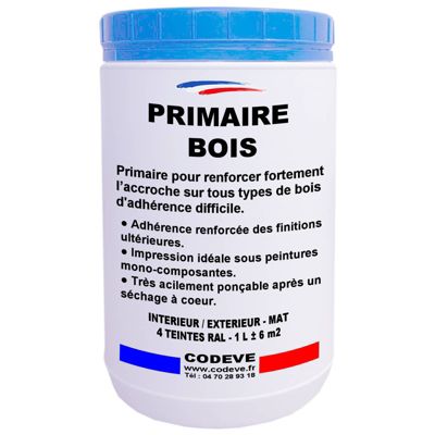 Primaire Bois - 5 L   - Codeve Bois - RAL 9010 - Blanc pur