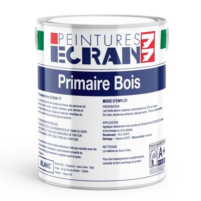 Primaire bois anti-tanins, isole et bloque les tâches et remontées de tanins, peinture sous-couche intérieur, extérieur ECRAN 77-1