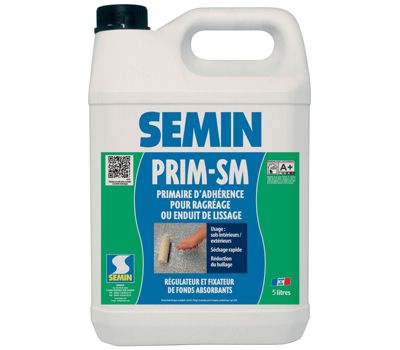 Primaire d'Adhérence pour Enduit de Lissage Prim SM Semin, Intérieur/Extérieur, Bidon 5 L