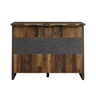 PRIME - Meuble Salon-Séjour - Buffet en mélaminé gris-bois effet vieilli. L-H-P : 140-105-48cm