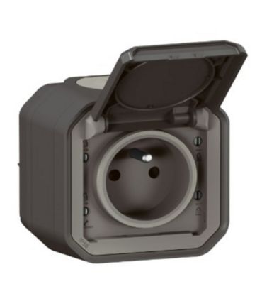 Prise 2 pôles avec terre complet saillie Legrand Plexo anthracite