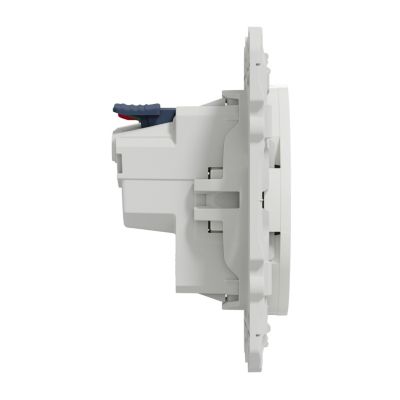 Prise 2 pôles + terre affleurante connexion rapide Odace Schneider Electric blanc