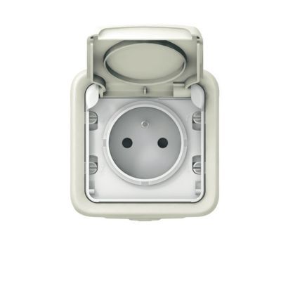Double prise avec terre étanche précâblée saillie Plexo, LEGRAND, gris | Leroy Merlin