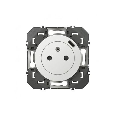 Prise 2 pôles + terre + Prise USB-C Legrand Dooxie blanc carrée