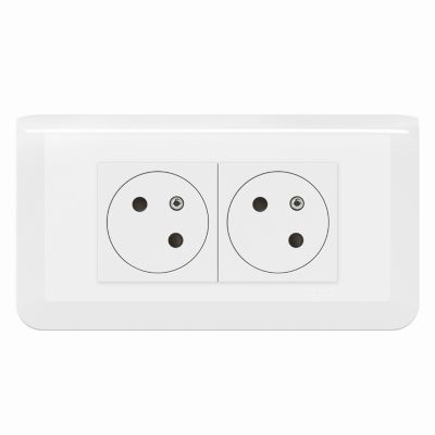Prise 2 x 2 pôles + terre Legrand Mosaïc blanc
