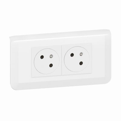 Prise 2 x 2 pôles + terre Legrand Mosaïc blanc
