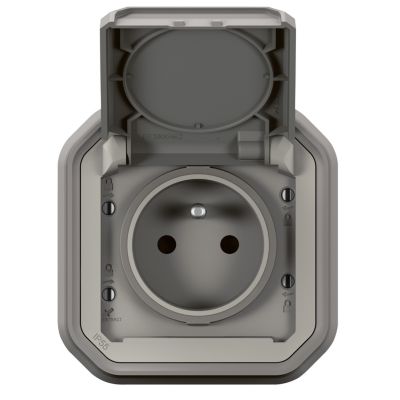 Prise avec clapet Legrand Plexo gris à griffes