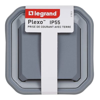 Prise avec clapet Legrand Plexo gris à griffes