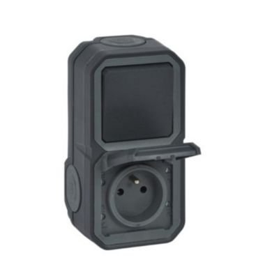 Prise avec interrupteur va-et-vient Legrand Plexo anthracite