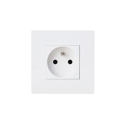Prise avec terre blanc complet, lot de 5