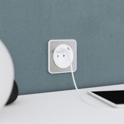 Prise avec terre Jacobsen Espen blanc à composer, 2xUSB-A+C