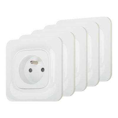 Prise avec terre Jacobsen Kennet blanc complet, lot de 5
