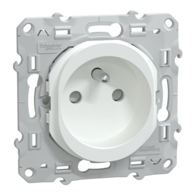 Prise avec terre Schneider Electric Ovalis blanc