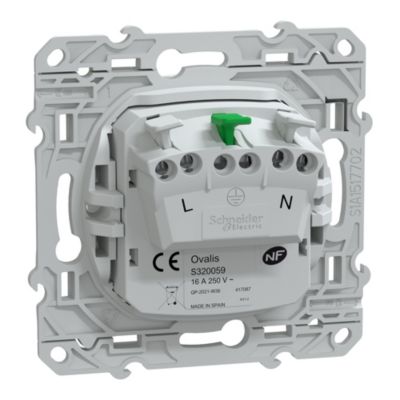 Prise avec terre Schneider Electric Ovalis blanc