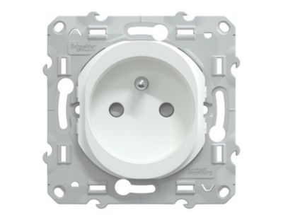Prise avec terre Schneider Electric Ovalis blanc