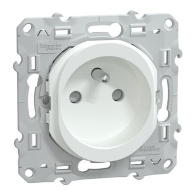 Prise avec terre Schneider Electric Ovalis blanc