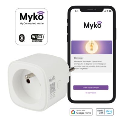 Prise avec terre wifi connectée avec suivi de la consommation d’énergie Jacobsen Myko 230V