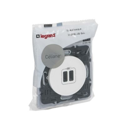 Prise céliane double USB Legrand blanc