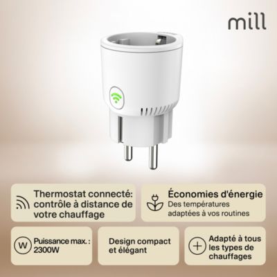 Prise connectée Mill smart thermo control wi-Fi/bluetooth 10A 240V
