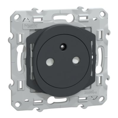 Prise de courant 2 pôles + terre affleurante 16A Schneider Electric Ovalis anthracite