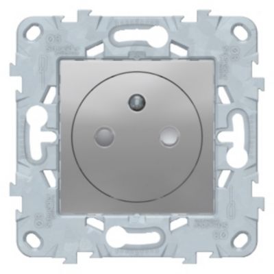 Prise de courant 2 pôles + terre affleurante connexion rapide 16A Schneider Electric Unica Déco aluminium
