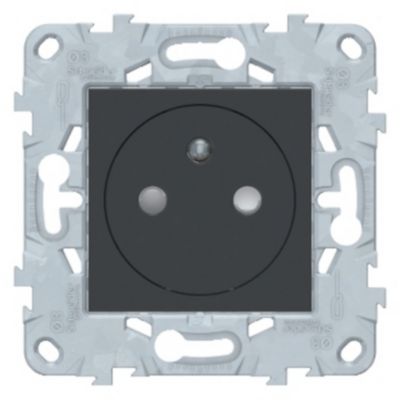 Prise de courant 2 pôles + terre affleurante connexion rapide 16A Schneider Electric Unica Déco anthracite