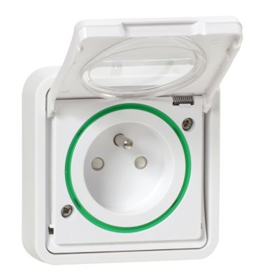 Prise de courant 2 pôles + terre étanche complète encastrée Schneider Electric Mureva Styl blanc
