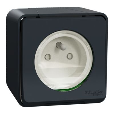 Prise de courant 2 pôles + terre étanche complète saillie Schneider Electric Mureva Styl anthracite