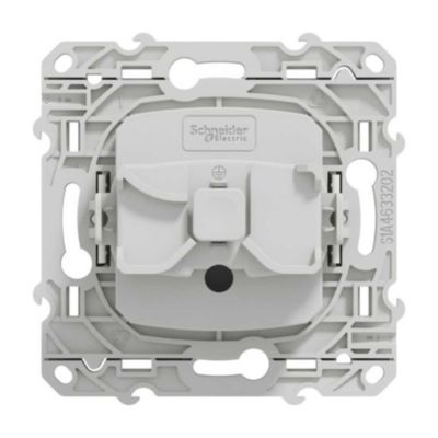 Prise de courant 2P+T 16A 4 connexions par pôle blanche Schneider Odace