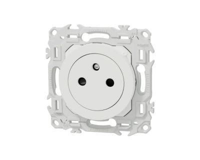 Prise de courant 2P+T 16A affleurante Blanc craie Schneider Odace