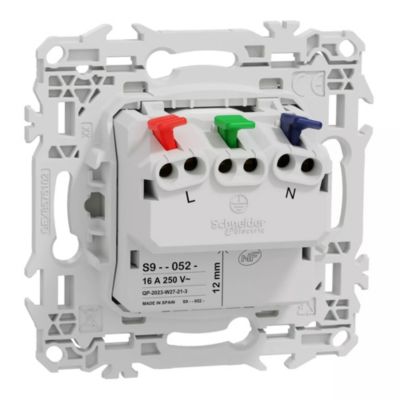 Prise de courant 2P+T 16A affleurante Blanc craie Schneider Odace