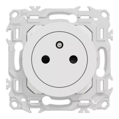 Prise de courant 2P+T 16A affleurante Blanc craie Schneider Odace