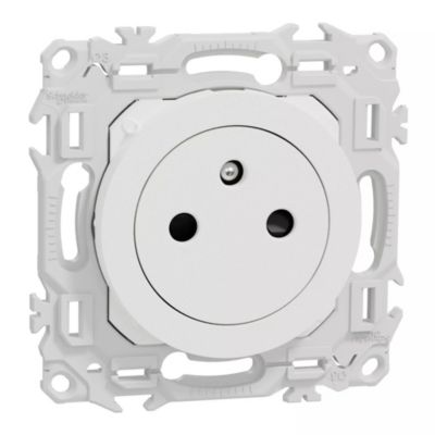 Prise de courant 2P+T 16A affleurante Blanc craie Schneider Odace