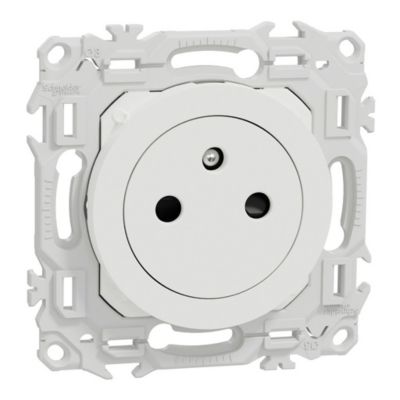 Prise de courant 2P+T 16A affleurante Blanc craie Schneider Odace