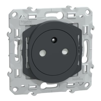 Prise de courant avec terre affleurante 16A Schneider Electric Ovalis anthracite