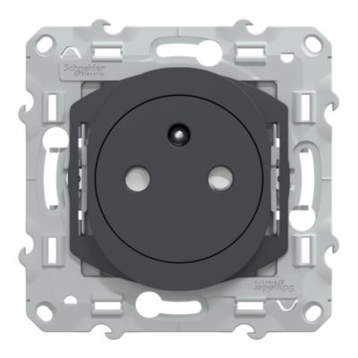 Prise de courant avec terre affleurante 16A Schneider Electric Ovalis anthracite