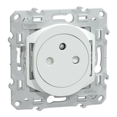 Prise de courant avec terre affleurante 16A Schneider Electric Ovalis blanc