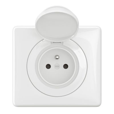 Prise de courant avec terre Legrand Céliane IP44 complet blanc