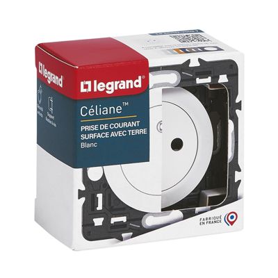 Prise de courant avec terre Legrand Céliane sans plaque blanc